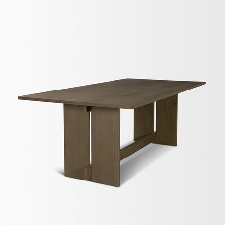 Aida Rectangular Medium Brown Oak Wood Dining Table by Mercana at Eve Furniture