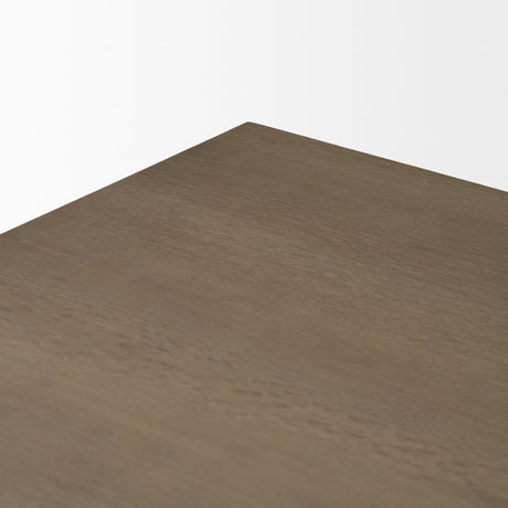 Aida Rectangular Medium Brown Oak Wood Dining Table by Mercana at Eve Furniture