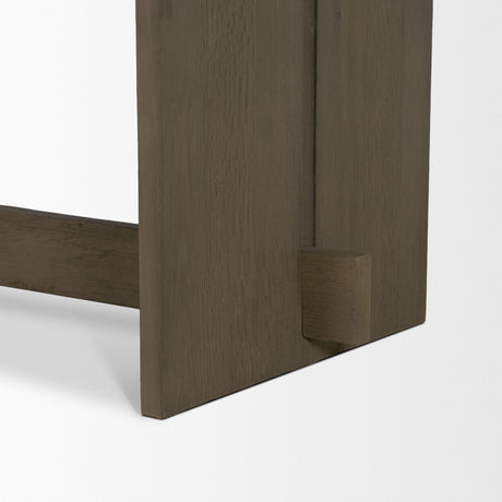 Aida Rectangular Medium Brown Oak Wood Dining Table by Mercana at Eve Furniture