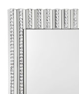 Aideen Silver Rectangular Wall Mirror with Vertical Stripes of Faux Crystals