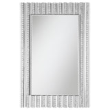Aideen Silver Rectangular Wall Mirror with Vertical Stripes of Faux Crystals by Coaster at Eve Furniture