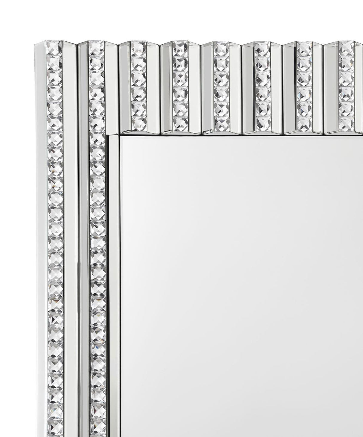 Aideen Silver Rectangular Wall Mirror with Vertical Stripes of Faux Crystals by Coaster at Eve Furniture