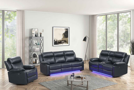 Aiden Black Leather Gel 3-Piece Manual Reclining Set by Happy Homes at Eve Furniture