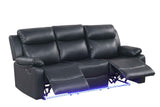 Aiden Black Leather Gel 3-Piece Manual Reclining Set by Happy Homes at Eve Furniture