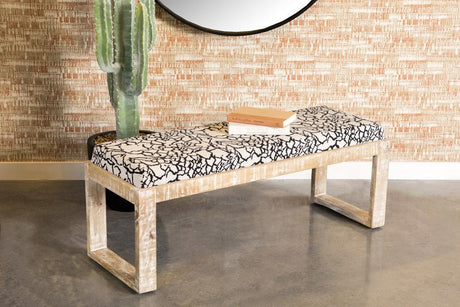 Aiden Black/White Sled Leg Upholstered Accent Bench by Coaster at Eve Furniture