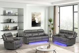Aiden Gray Leather Gel 3-Piece Manual Reclining Set by Happy Homes at Eve Furniture