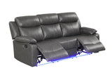Aiden Gray Leather Gel 3-Piece Manual Reclining Set by Happy Homes at Eve Furniture