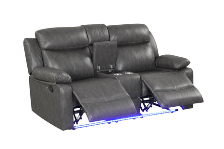 Aiden Gray Leather Gel 3-Piece Manual Reclining Set by Happy Homes at Eve Furniture