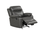 Aiden Gray Leather Gel 3-Piece Manual Reclining Set by Happy Homes at Eve Furniture