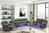 Aiden Gray Leather Gel 3-Piece Manual Reclining Set by Happy Homes at Eve Furniture