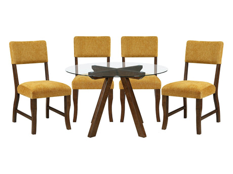 Aiden Mustard/Brown 5-Piece Dining Room Set by Homelegance at Eve Furniture