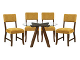 Aiden Mustard/Brown 5-Piece Dining Room Set by Homelegance at Eve Furniture