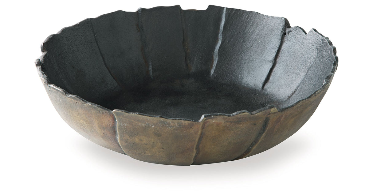 Aidman Black/Antique Gold Finish Bowl by Ashley at Eve Furniture