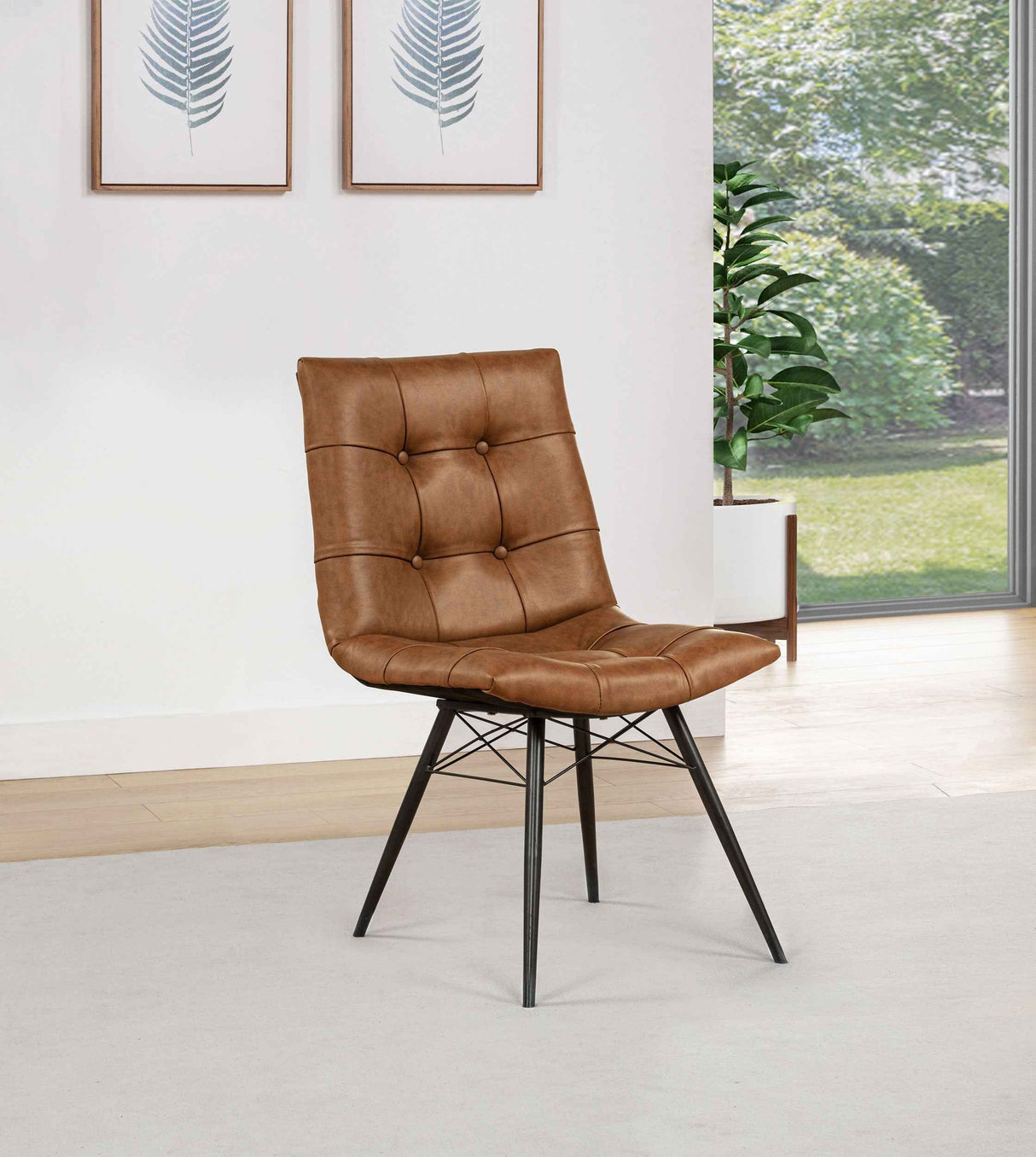 Aiken Saddle Brown Faux Leather Upholstered Dining Side Chair (Set of 4) by Coaster at Eve Furniture