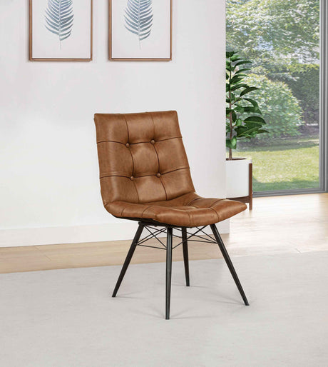 Aiken Saddle Brown Faux Leather Upholstered Dining Side Chair (Set of 4) by Coaster at Eve Furniture