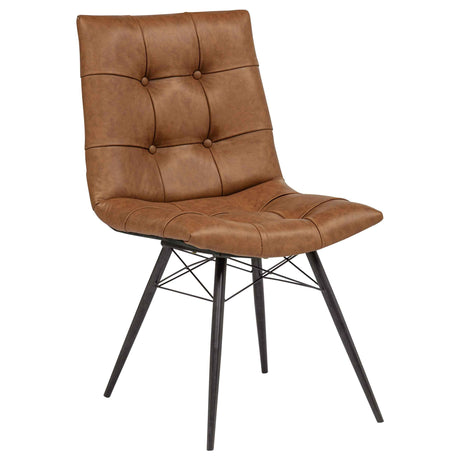 Aiken Saddle Brown Faux Leather Upholstered Dining Side Chair (Set of 4) by Coaster at Eve Furniture