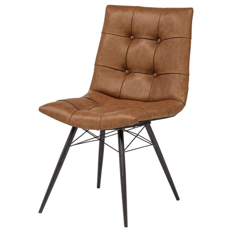 Aiken Saddle Brown Faux Leather Upholstered Dining Side Chair (Set of 4) by Coaster at Eve Furniture