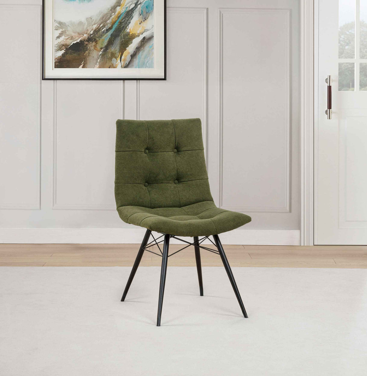 Aiken Saddle/Forest Green Fabric Upholstered Dining Side Chair (Set of 4) by Coaster at Eve Furniture