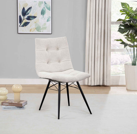 Aiken Saddle/Stone White Fabric Upholstered Dining Side Chair (Set of 4) by Coaster at Eve Furniture