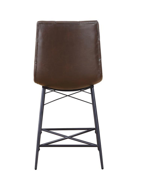 Aiken Brown Upholstered Tufted Counter Height Stools, Set of 2 by Coaster at Eve Furniture