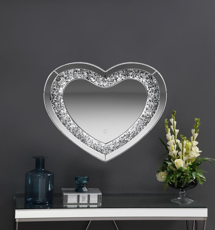 Aiko Silver Heart Shape Wall Mirror by Coaster at Eve Furniture