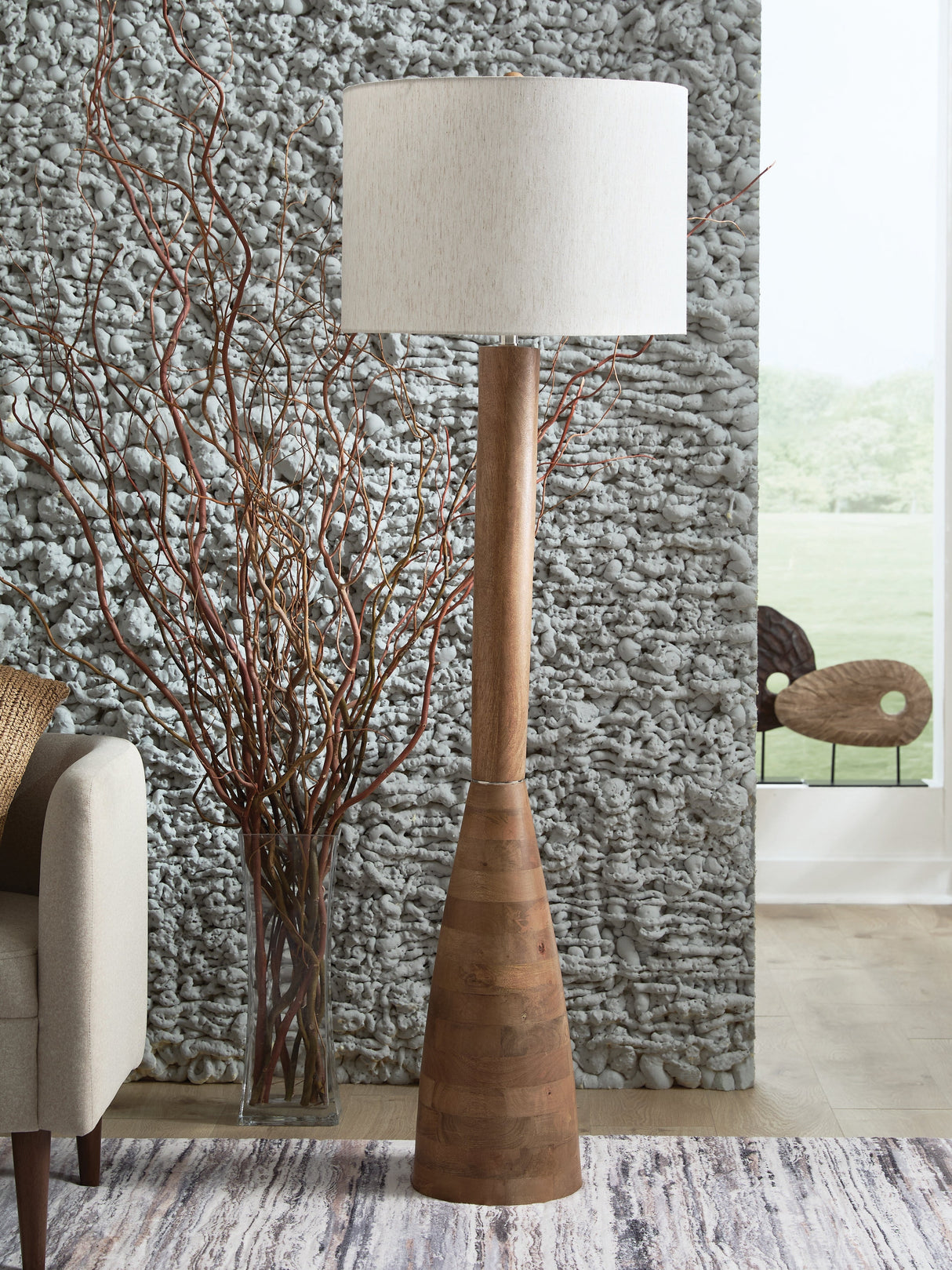 Ailsa Natural Brown Floor Lamp by Ashley at Eve Furniture