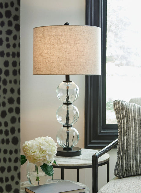 Airbal Clear/Black Table Lamp by Ashley at Eve Furniture
