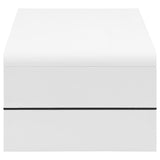 Airell White High Gloss Rectangular Coffee Table with Glass Shelf by Coaster at Eve Furniture