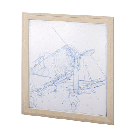 Airplane Mechanical Sketch I by Ethan Harper a Hand Embellished Textured Framed Art Print by Mercana at Eve Furniture