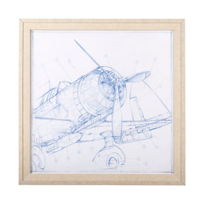 Airplane Mechanical Sketch I by Ethan Harper a Hand Embellished Textured Framed Art Print by Mercana at Eve Furniture