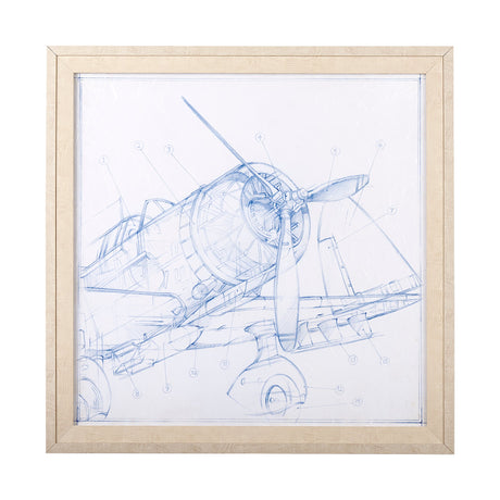 Airplane Mechanical Sketch I by Ethan Harper a Hand Embellished Textured Framed Art Print by Mercana at Eve Furniture