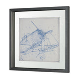 Airplane Mechanical Sketch I by Ethan Harper Hand Embellished Framed Art Print Matted under Glass by Mercana at Eve Furniture