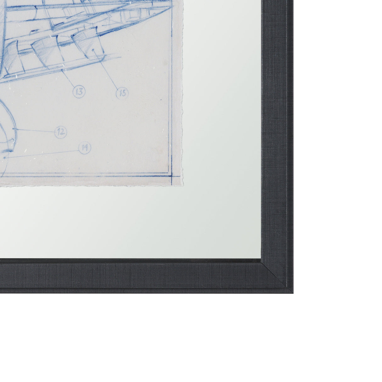 Airplane Mechanical Sketch I by Ethan Harper Hand Embellished Framed Art Print Matted under Glass by Mercana at Eve Furniture