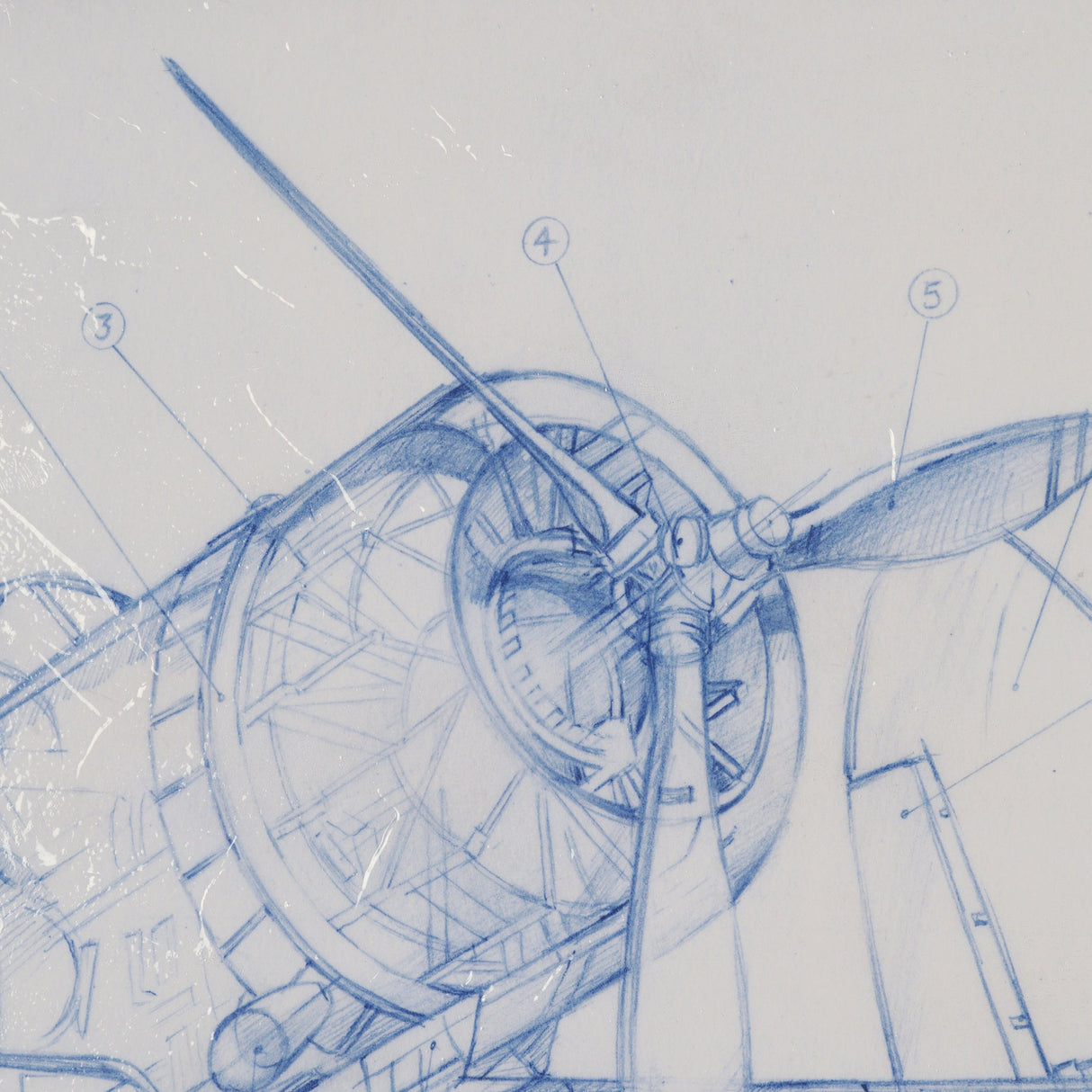 Airplane Mechanical Sketch I by Ethan Harper Hand Embellished Framed Art Print Matted under Glass by Mercana at Eve Furniture