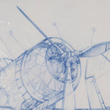 Airplane Mechanical Sketch I by Ethan Harper Hand Embellished Framed Art Print Matted under Glass by Mercana at Eve Furniture