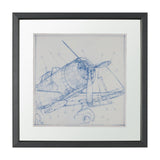 Airplane Mechanical Sketch I by Ethan Harper Hand Embellished Framed Art Print Matted under Glass by Mercana at Eve Furniture