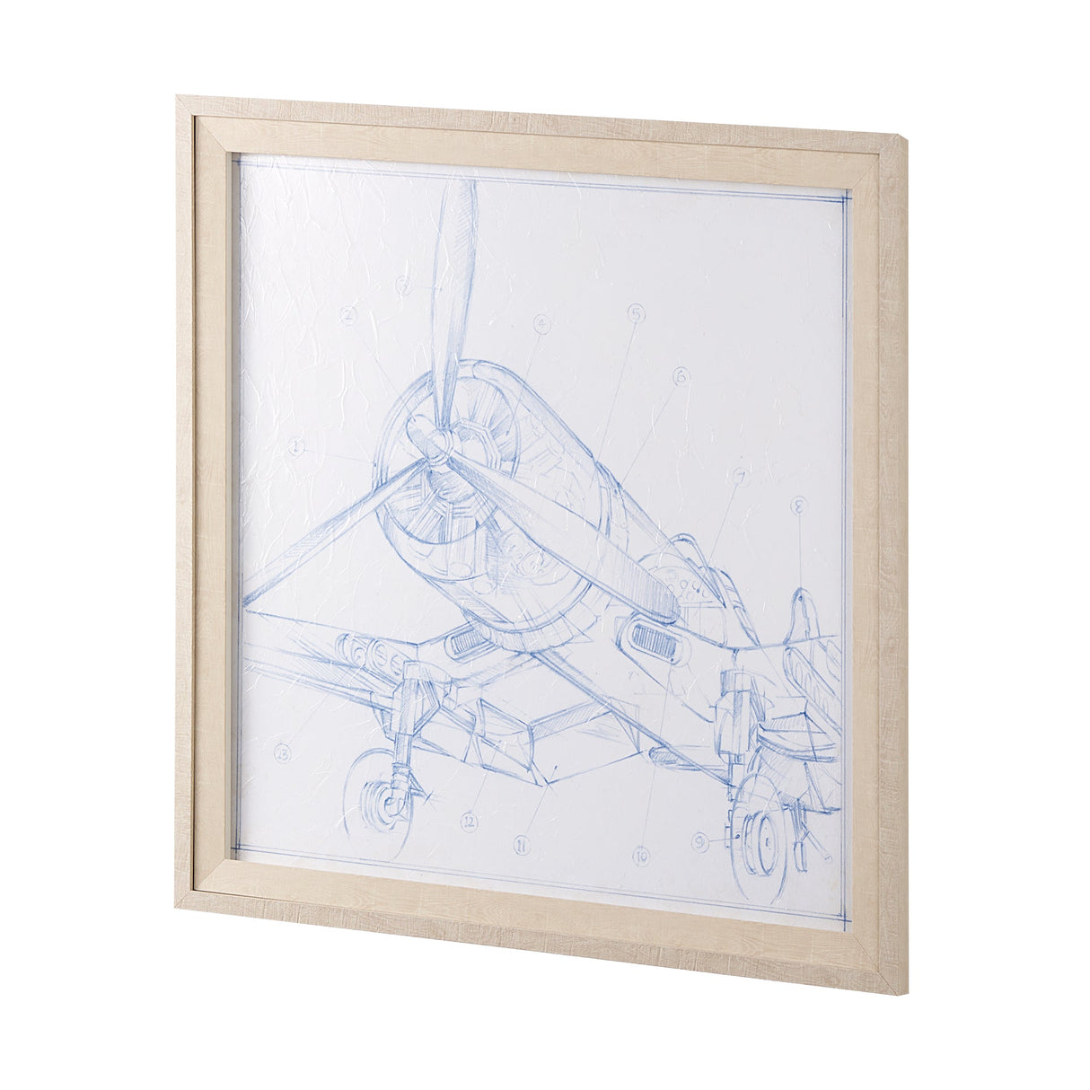 Airplane Mechanical Sketch II by Ethan Harper a Hand Embellished Textured Framed Art Print by Mercana at Eve Furniture