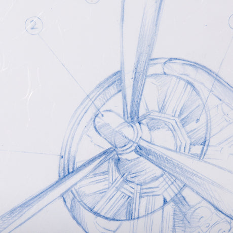 Airplane Mechanical Sketch II by Ethan Harper a Hand Embellished Textured Framed Art Print by Mercana at Eve Furniture