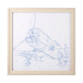 Airplane Mechanical Sketch II by Ethan Harper a Hand Embellished Textured Framed Art Print by Mercana at Eve Furniture