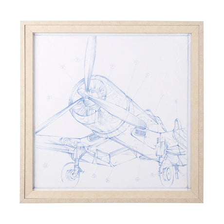 Airplane Mechanical Sketch II by Ethan Harper a Hand Embellished Textured Framed Art Print by Mercana at Eve Furniture