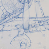 Airplane Mechanical Sketch II by Ethan Harper Hand Embellished Framed Art Print Matted under Glass by Mercana at Eve Furniture