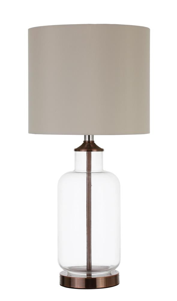 Aisha Drum Shade Table Lamp Creamy Beige/Clear