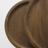 Aisley (Set of 2) 19.3L x 19.3W x 19H Light Brown Wood W/ Black Metal Base Round Nesting Side Tables by Mercana at Eve Furniture