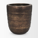 Aivana Extra Large Antiqued Gold Metal Floor Vase by Mercana at Eve Furniture
