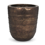 Aivana Extra Large Antiqued Gold Metal Floor Vase by Mercana at Eve Furniture