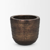 Aivana Large Antiqued Gold Metal Floor Vase by Mercana at Eve Furniture