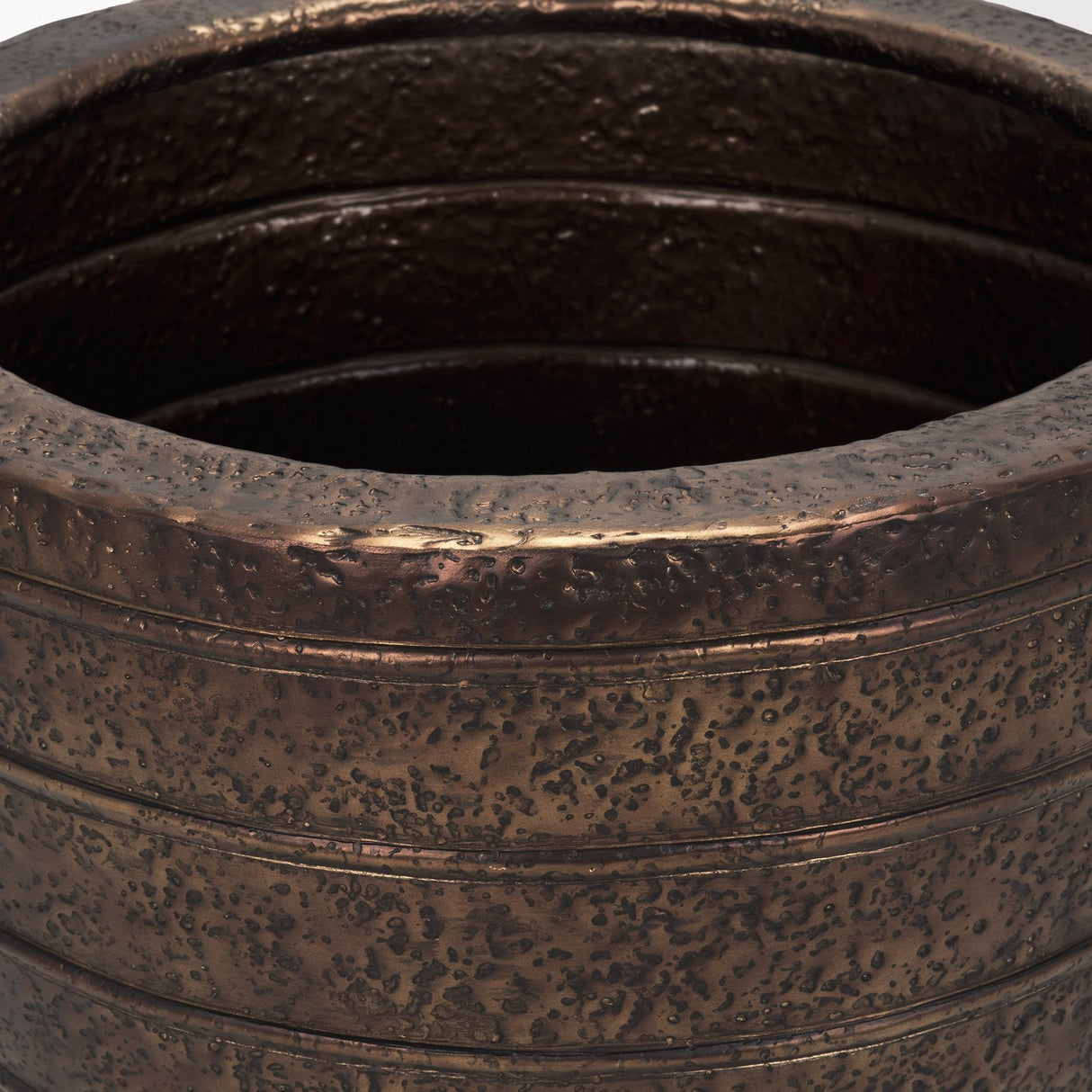 Aivana Large Antiqued Gold Metal Floor Vase by Mercana at Eve Furniture