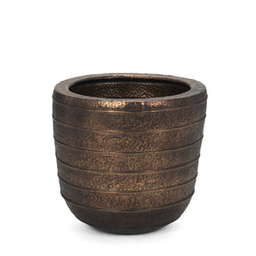 Aivana Large Antiqued Gold Metal Floor Vase by Mercana at Eve Furniture