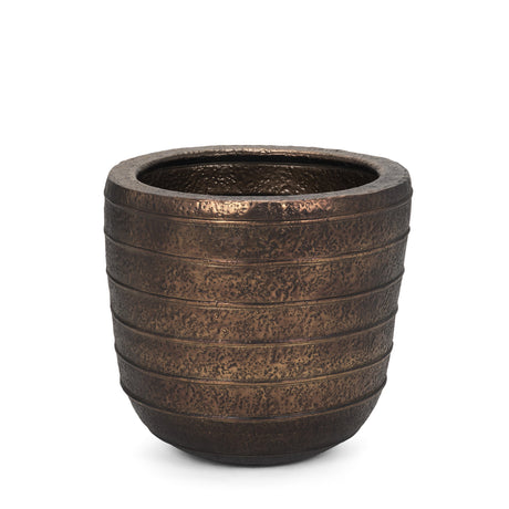 Aivana Large Antiqued Gold Metal Floor Vase by Mercana at Eve Furniture