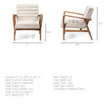 Ajax II Cream Fabric W/ Brown Wooden Frame Accent Chair by Mercana at Eve Furniture